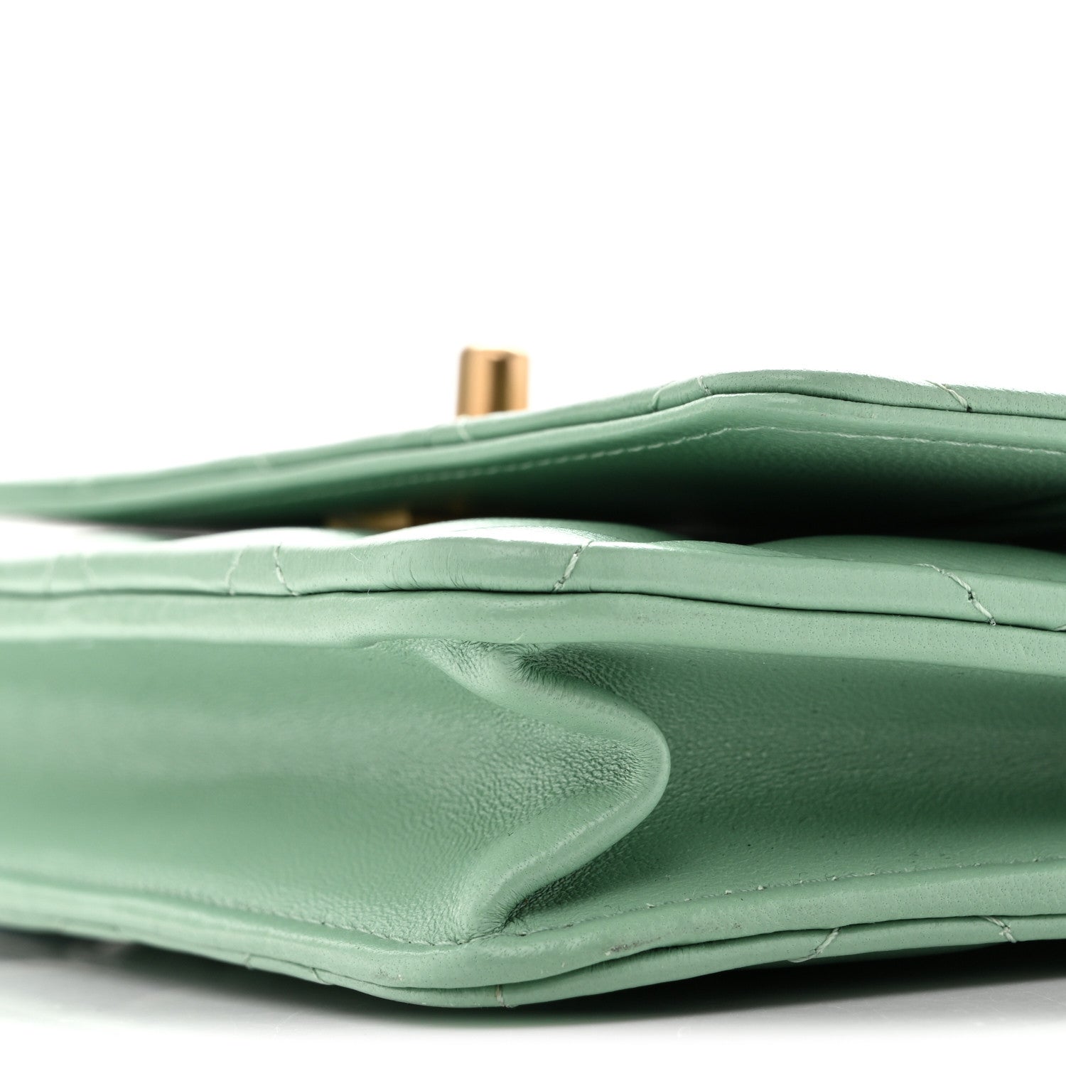 Lambskin Quilted Logo WOC Wallet On Chain Green