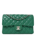 Caviar Quilted Small Double Flap Green