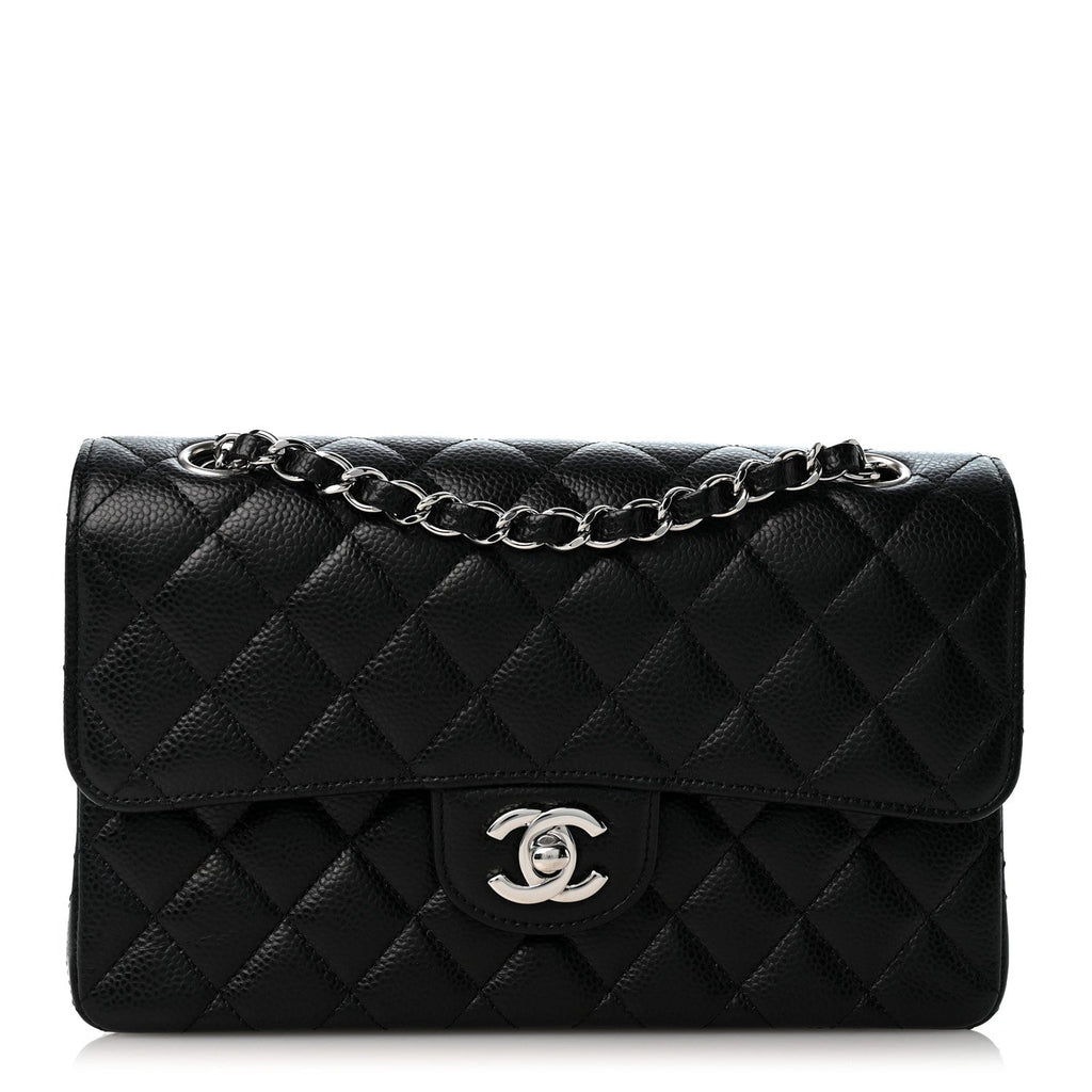 Caviar Quilted Small Double Flap Black