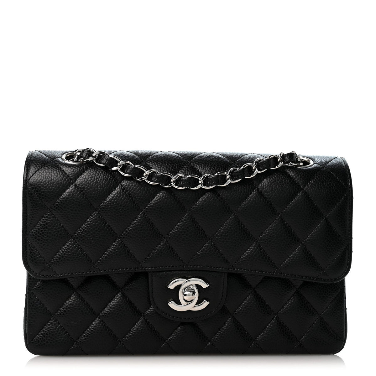 Caviar Quilted Small Double Flap Black