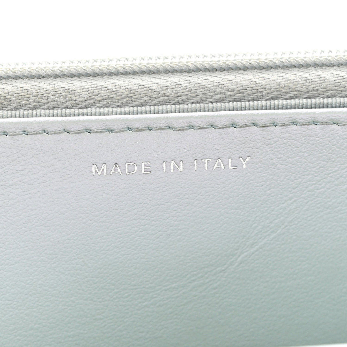 Iridescent Calfskin Quilted Wallet On Chain WOC Light Blue