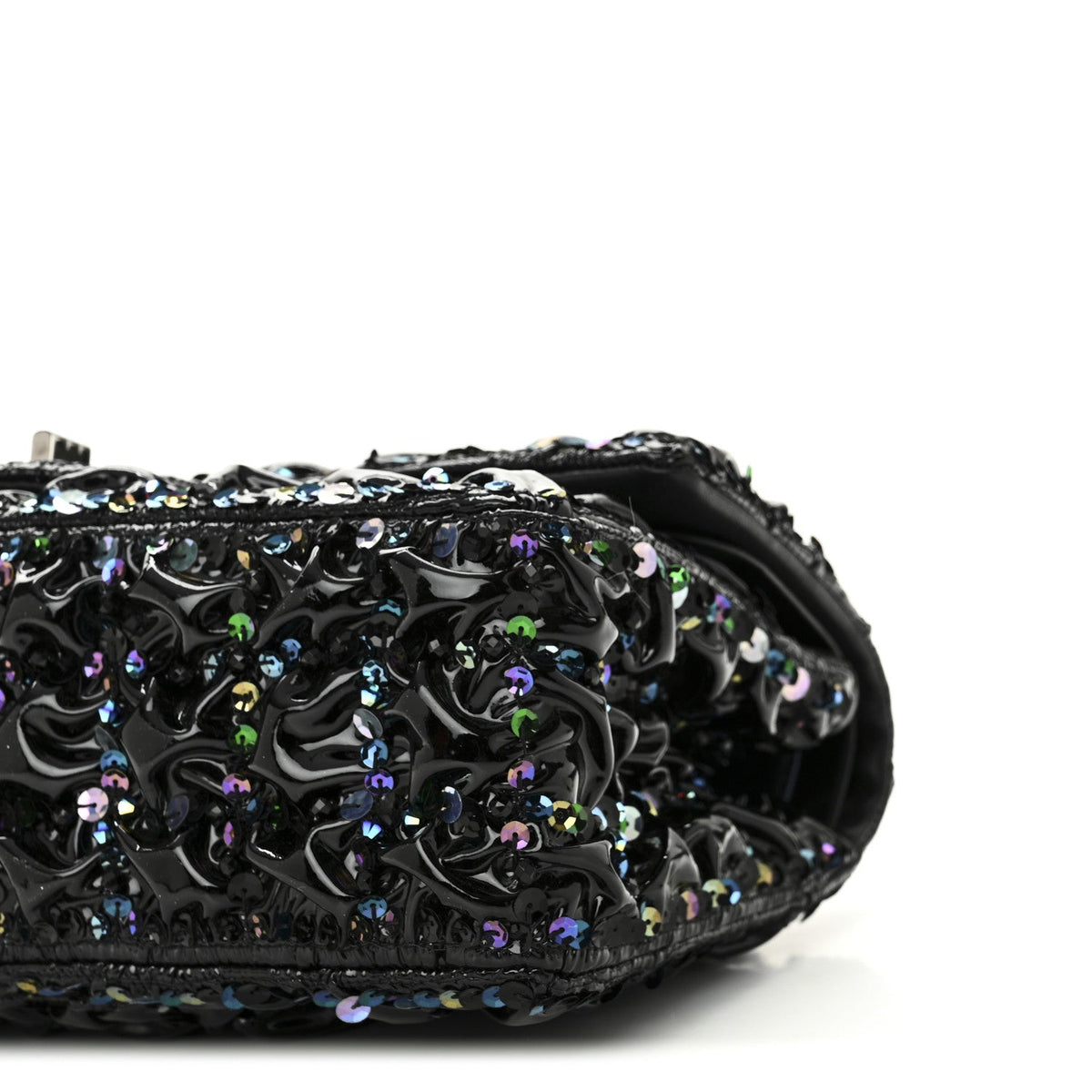 Patent Sequin Crystal Ruched 2.55 Reissue 225 Flap Black