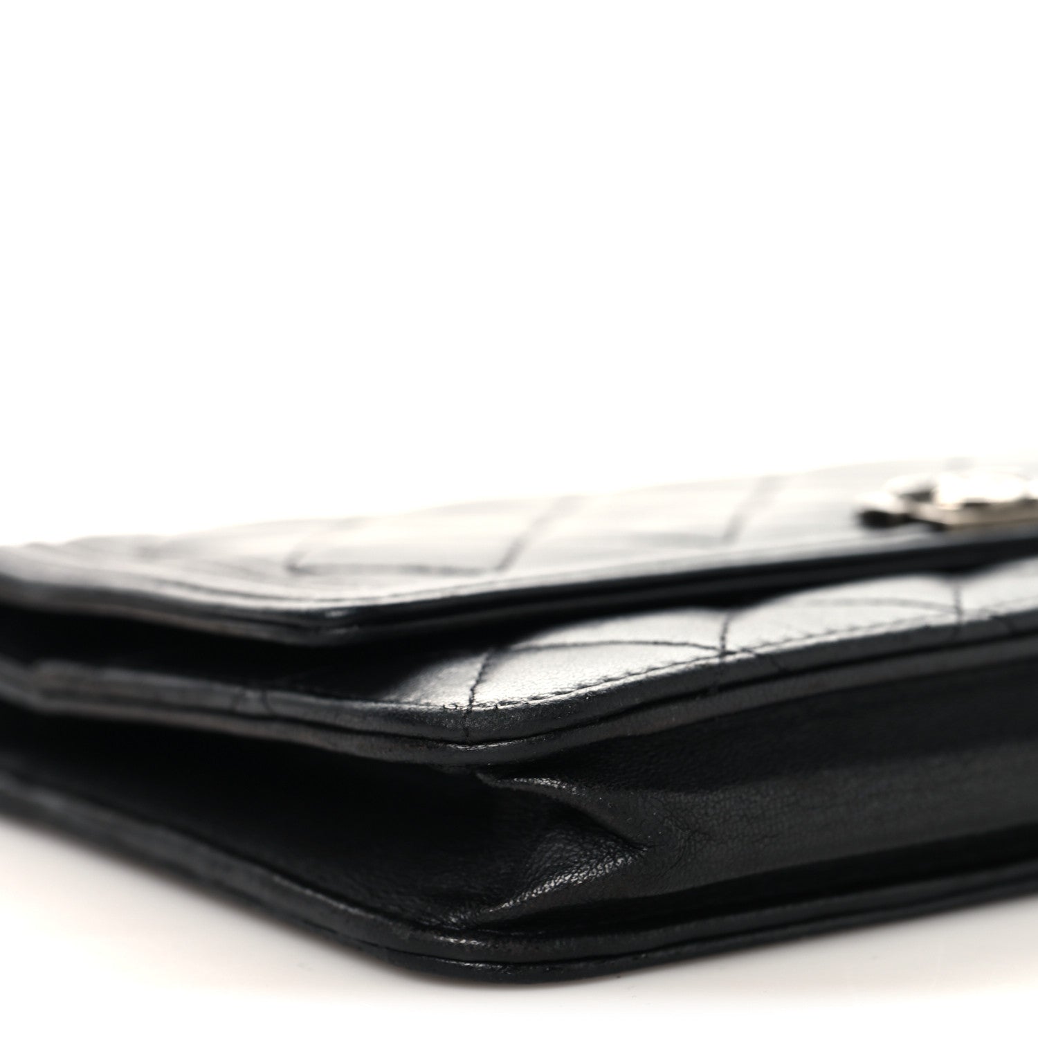 Lambskin Quilted Boy Wallet On Chain WOC Black