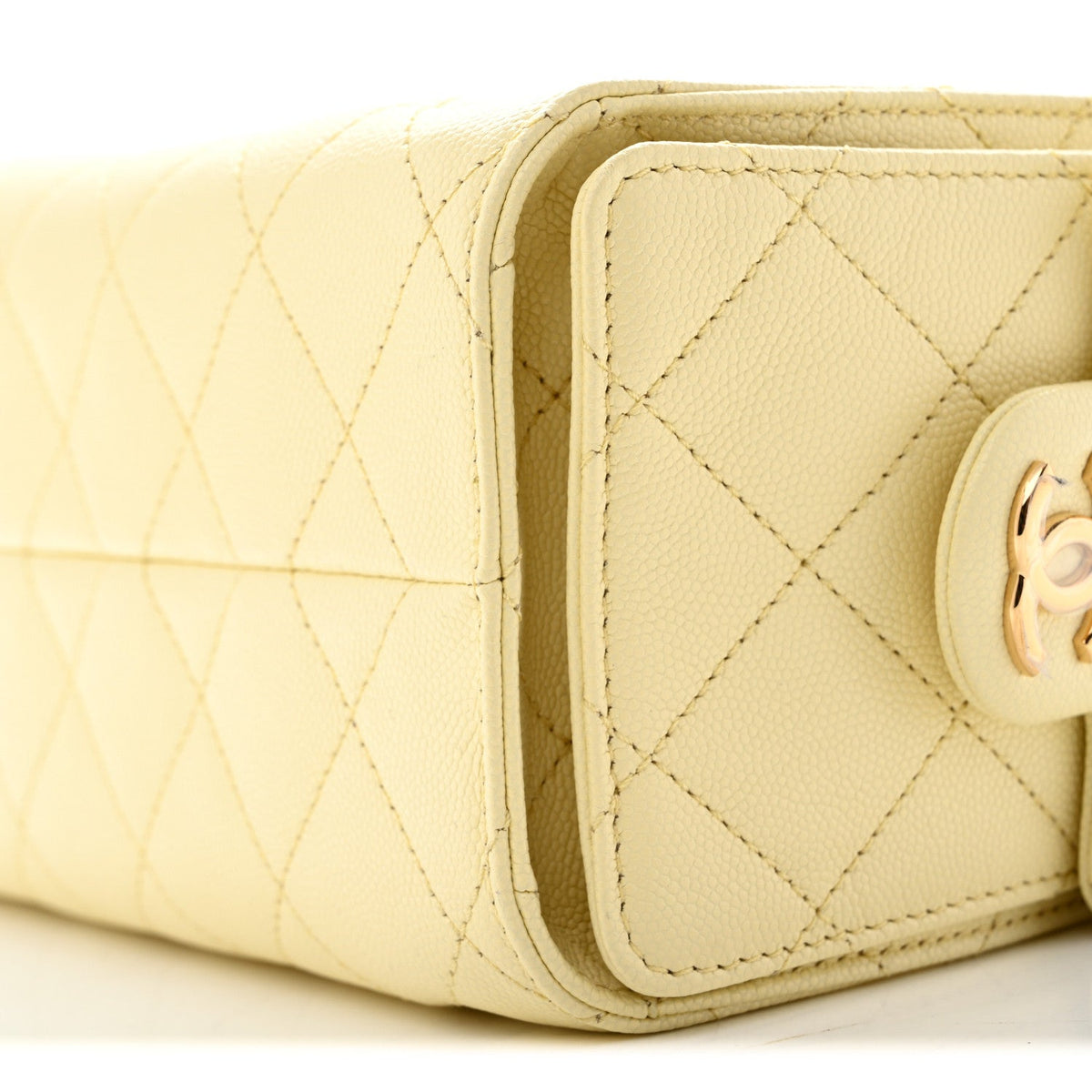 Caviar Quilted Mini Chanel 25 Handbag Light Yellow