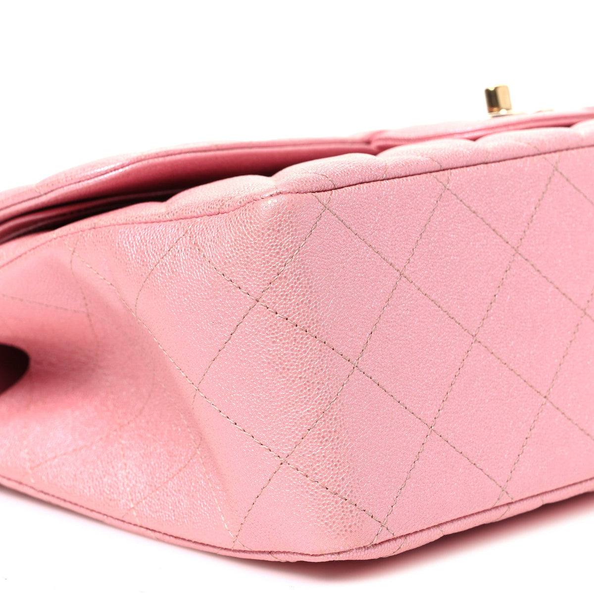 Iridescent Caviar Quilted Jumbo Double Flap Rose Pink