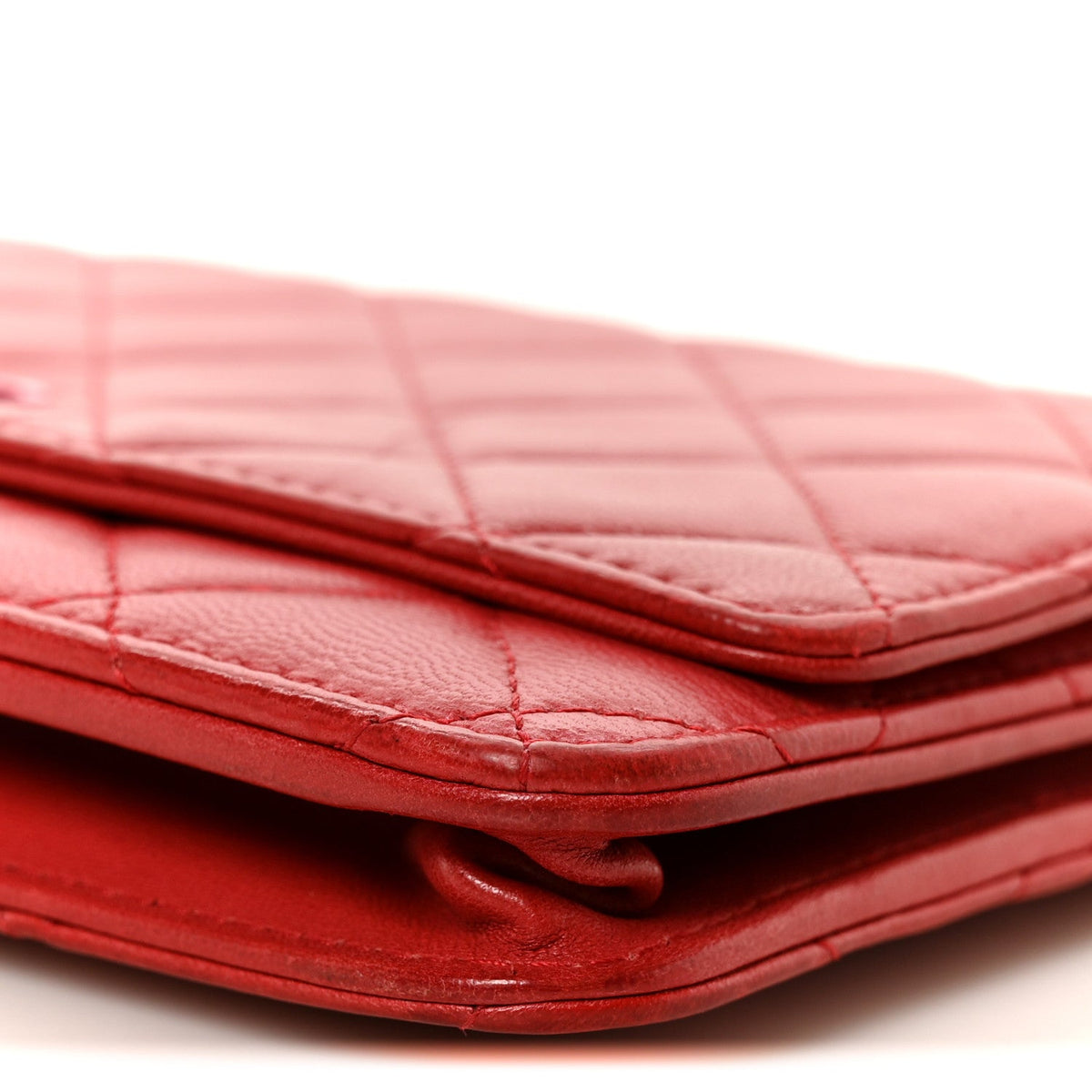 Lambskin Quilted Wallet On Chain WOC Red Pink