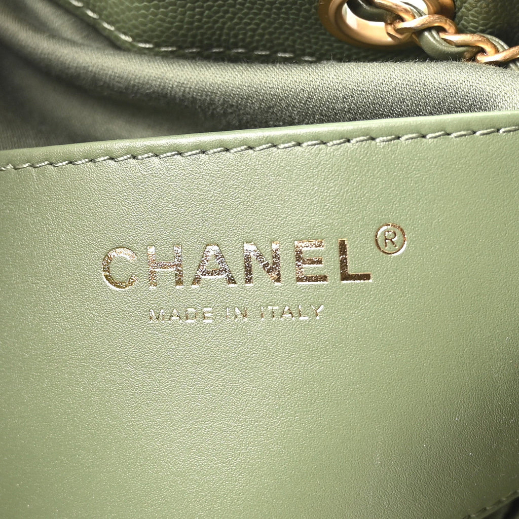 Caviar Quilted Small Chanel 25 Handbag Khaki