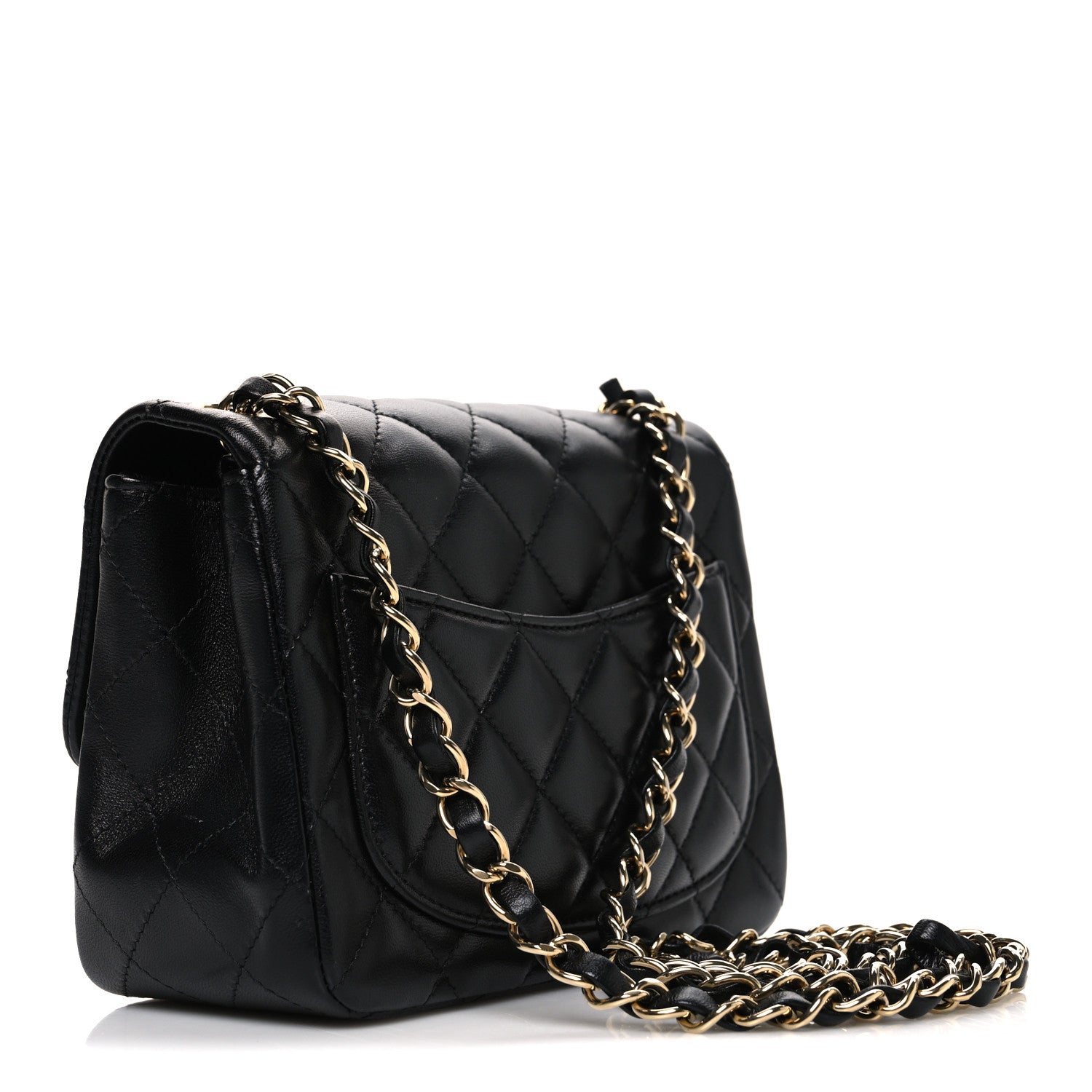 Lambskin Quilted Mini Square Flap Black