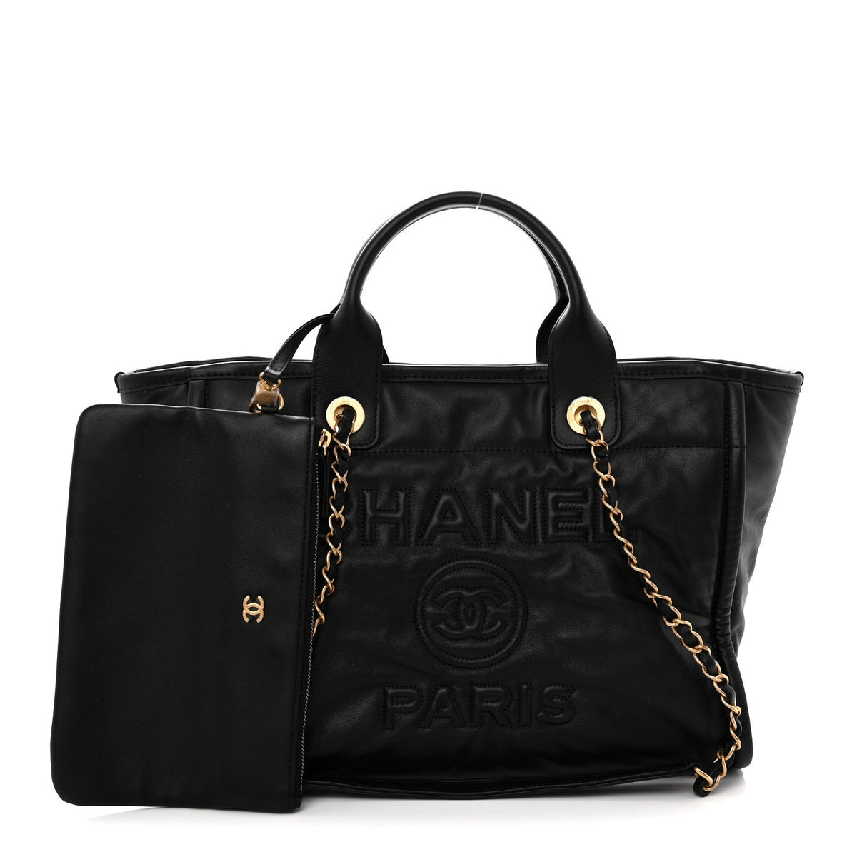 Calfskin Small Deauville Tote Black
