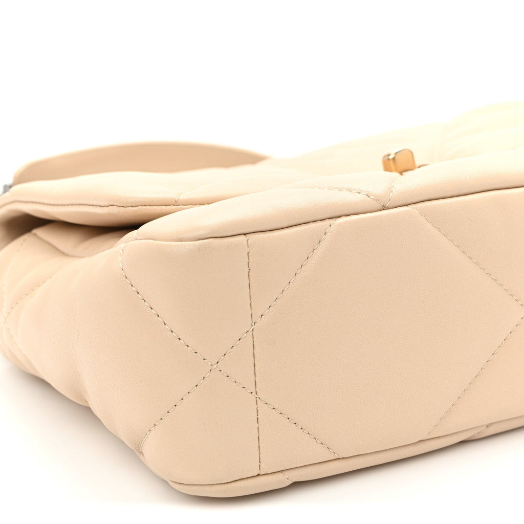 Lambskin Quilted Medium Chanel 19 Flap Beige