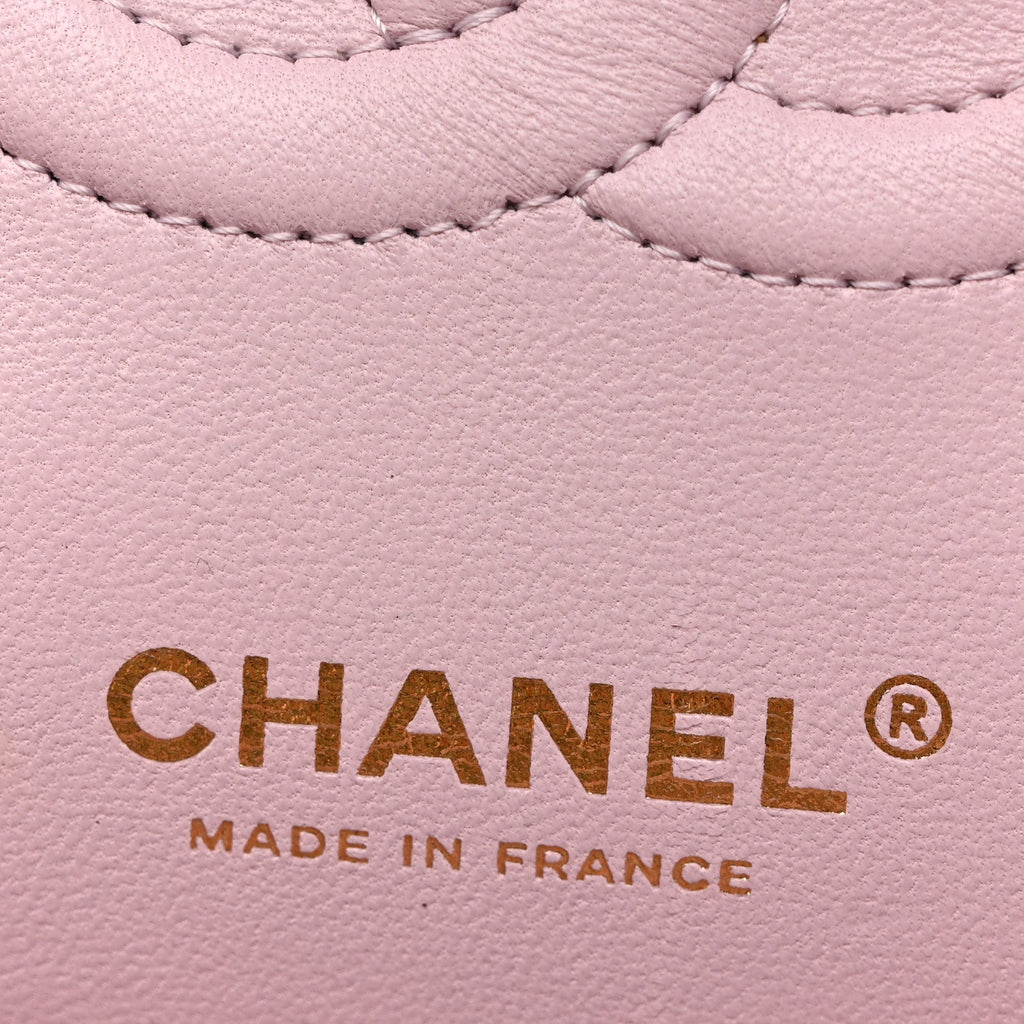 Caviar Quilted Medium Double Flap Light Pink