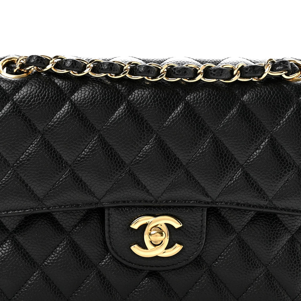 Caviar Quilted Small Double Flap Black