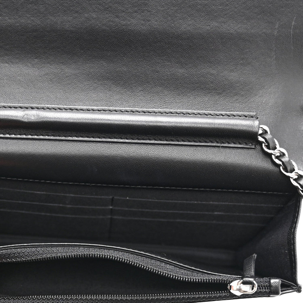 Printed Lambskin Airlines Wallet On Chain WOC White Blue Black