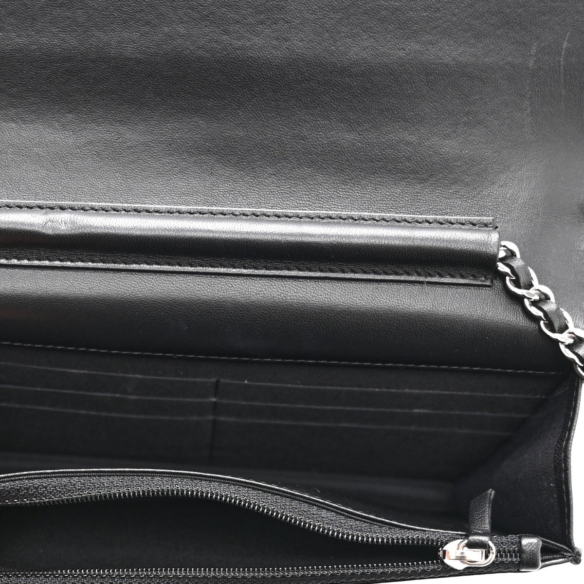 Printed Lambskin Airlines Wallet On Chain WOC White Blue Black