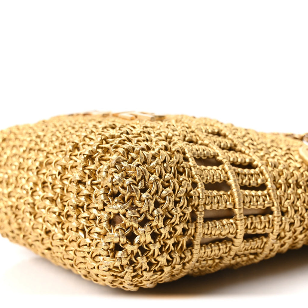 Metallic Calfskin Macrame Mini Chanel 22 Gold