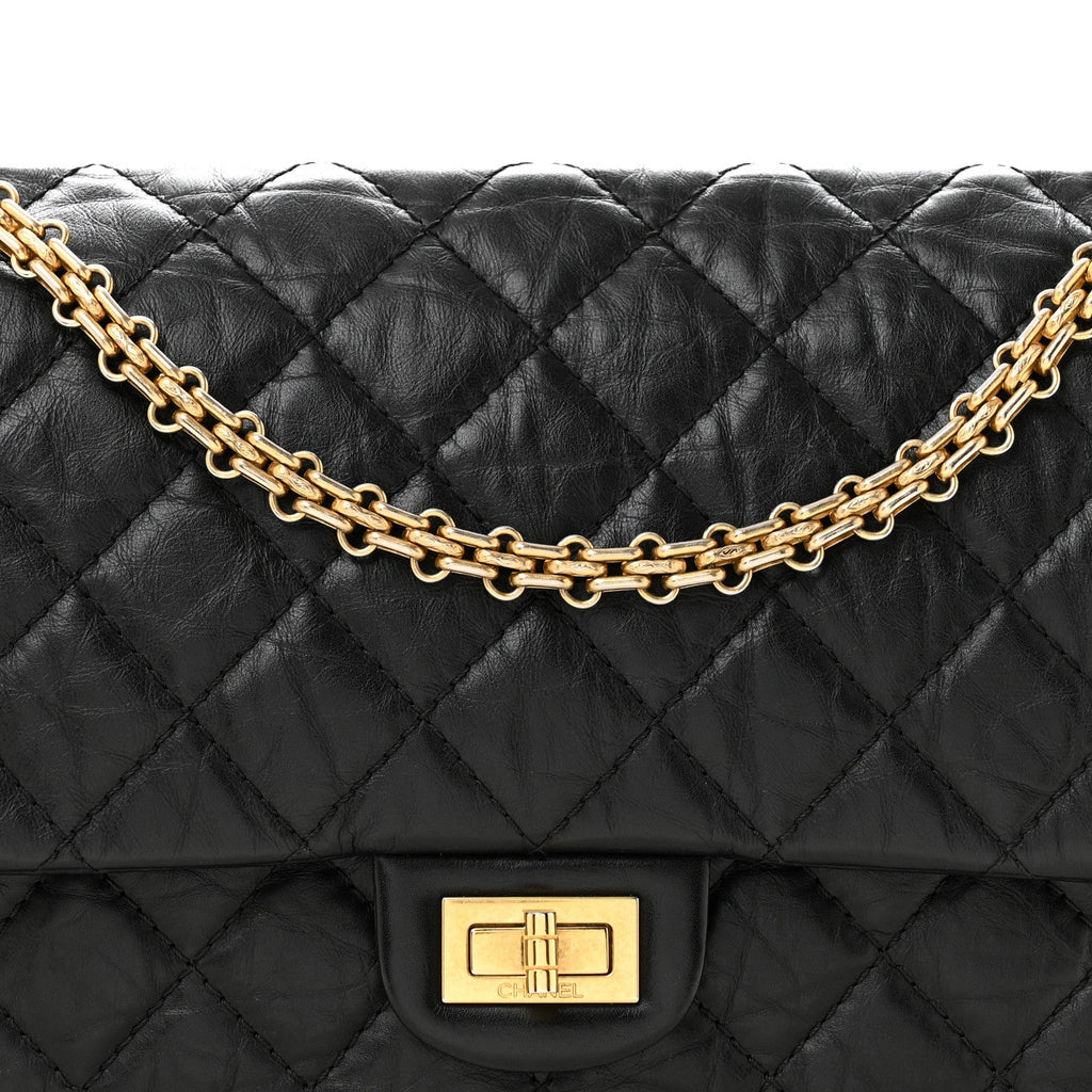 Aged Calfskin Quilted 2.55 Reissue 226 Flap Black
