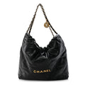 Shiny Calfskin Quilted Chanel 22 Black