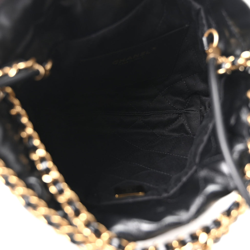Shiny Calfskin Quilted Mini Chanel 22 Black
