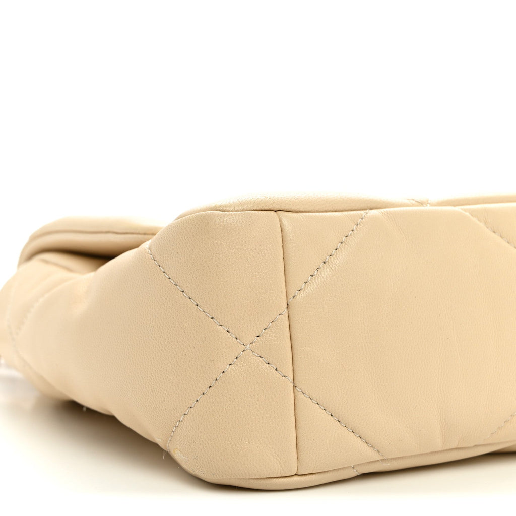 Lambskin Quilted Medium Chanel 19 Flap Light Beige