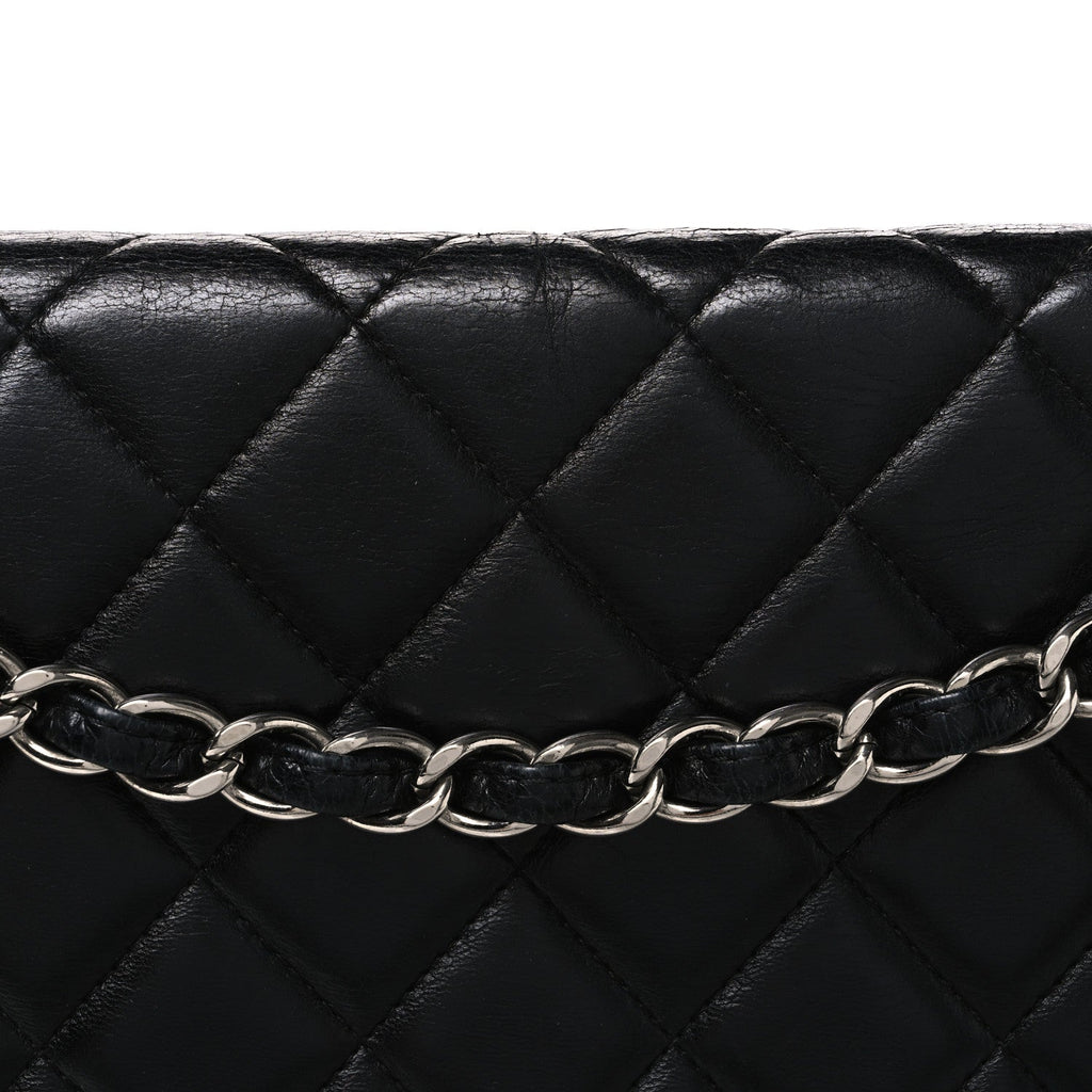 Lambskin Quilted Maxi Double Flap Black