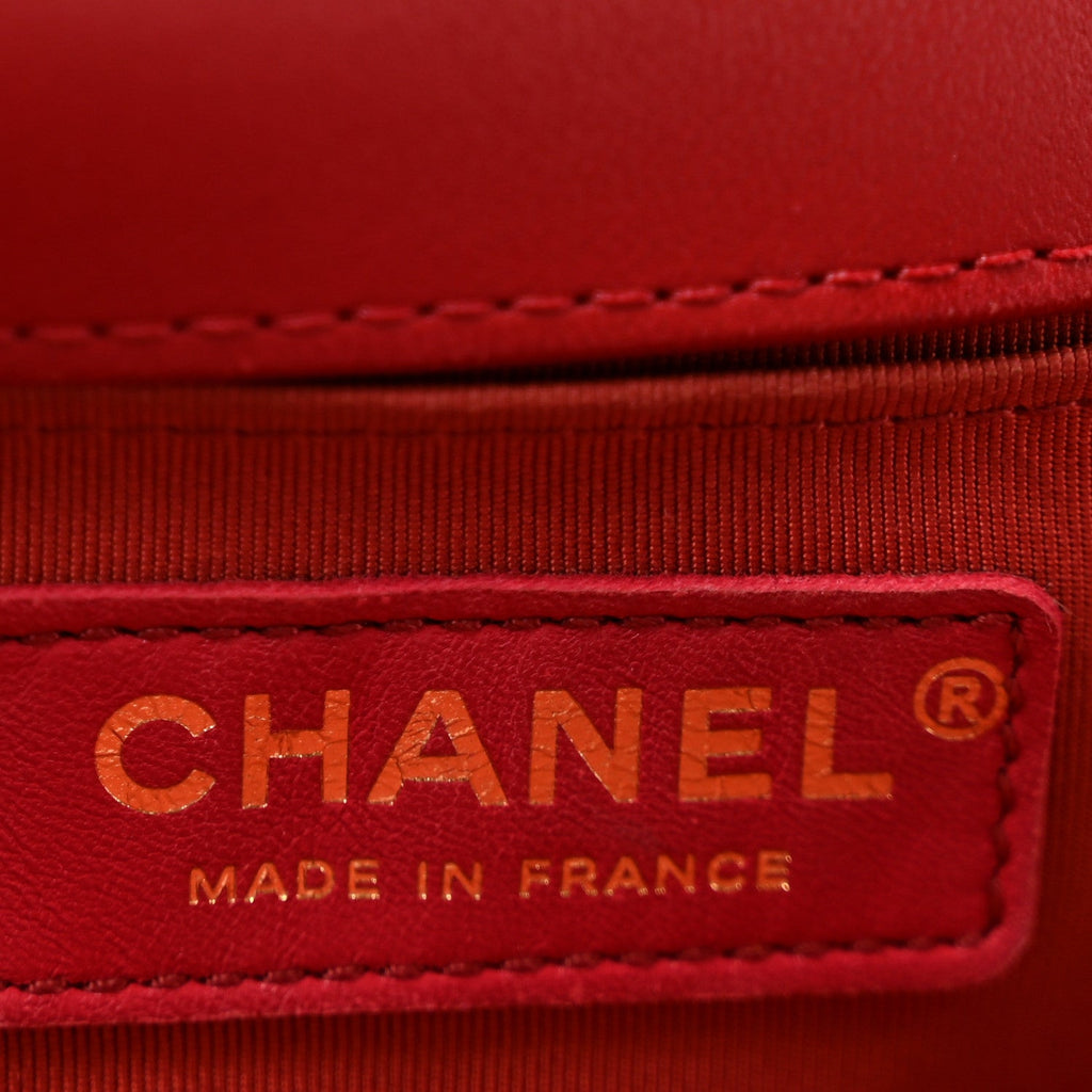 Calfskin Quilted Medium Boy Flap Red
