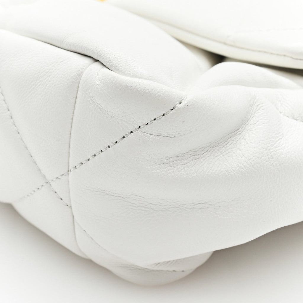 Goatskin Quilted Large Chanel 19 Flap White
