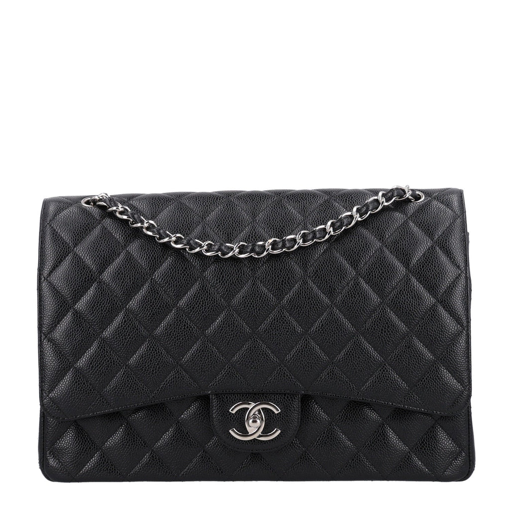 Caviar Quilted Maxi Double Flap Black
