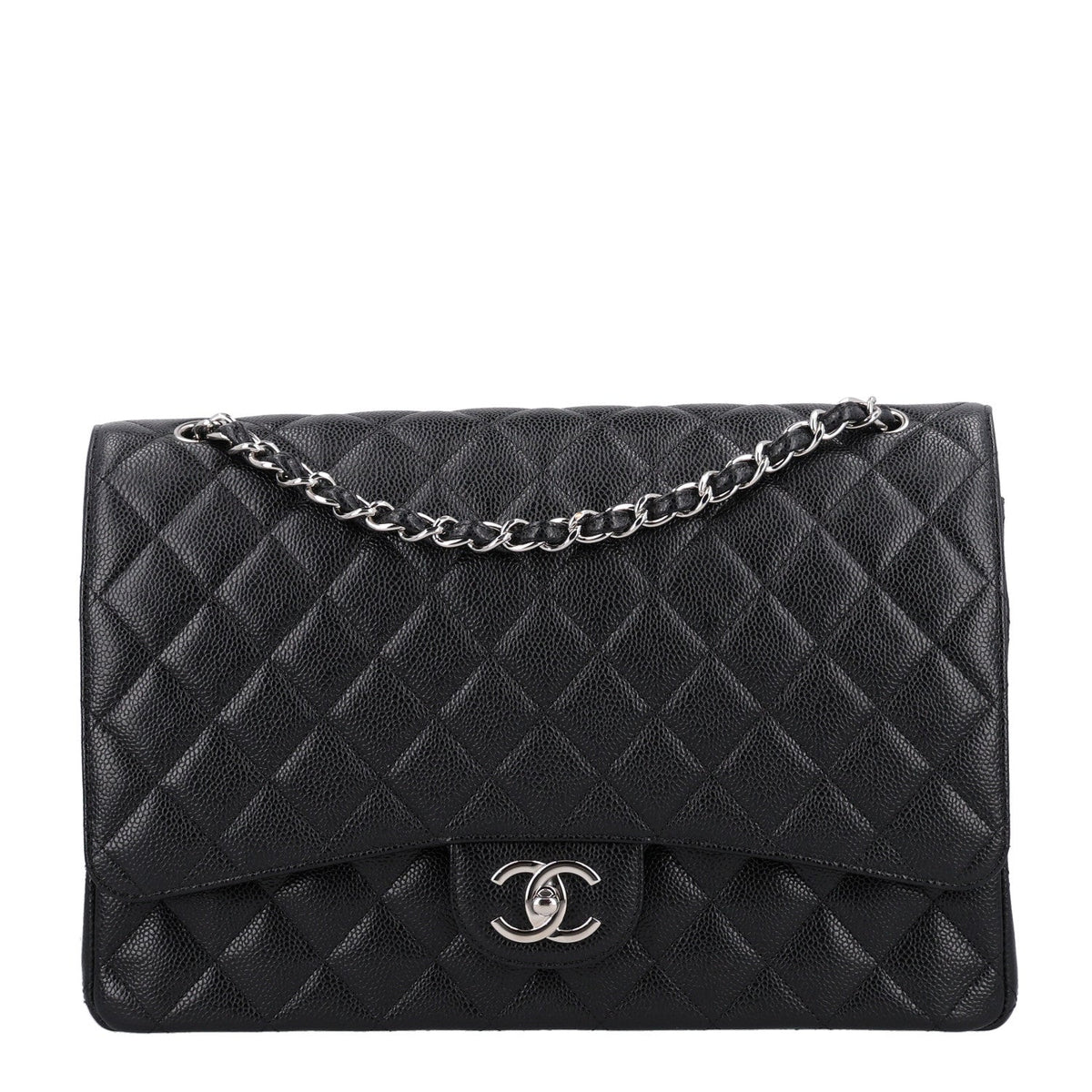 Caviar Quilted Maxi Double Flap Black