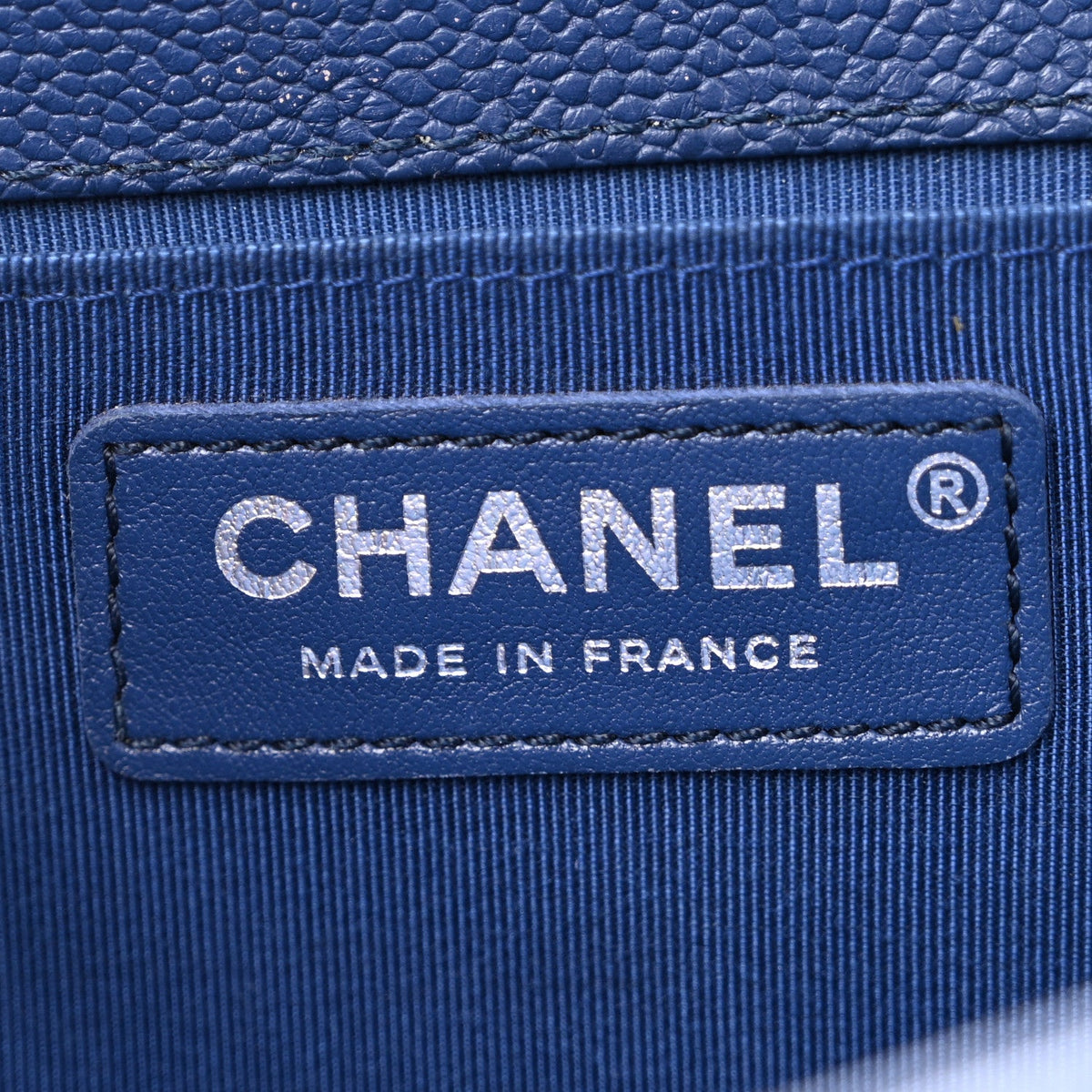 Caviar Quilted Medium Boy Flap Dark Blue