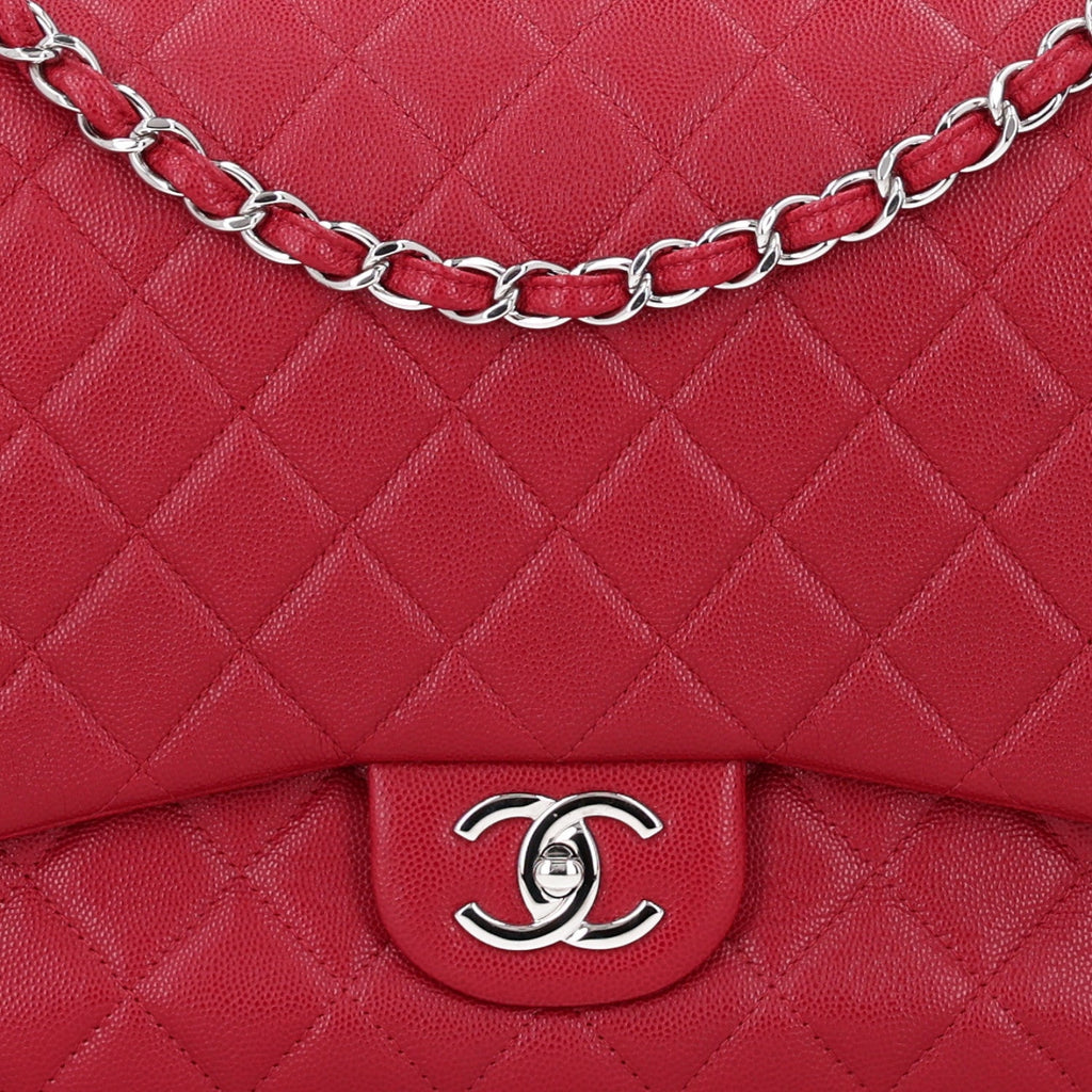 Caviar Quilted Maxi Double Flap Dark Red