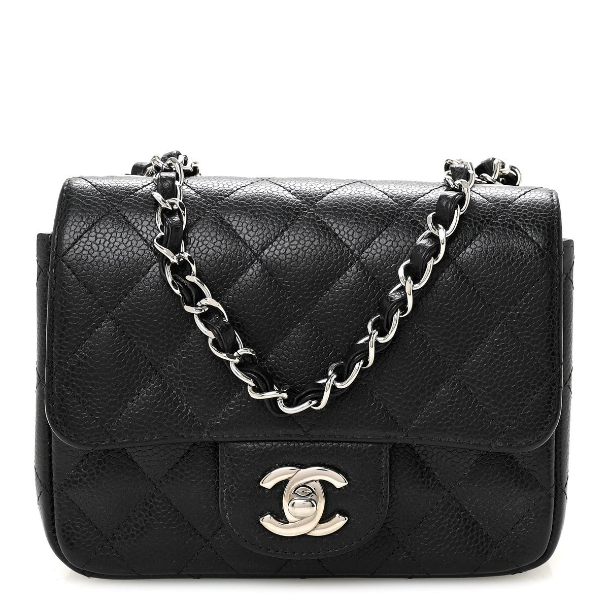 Caviar Quilted Mini Square Flap Black
