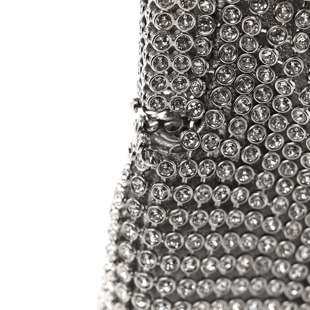 Crystal Embellished Metallic Lambskin Mini Chanel 22 Silver