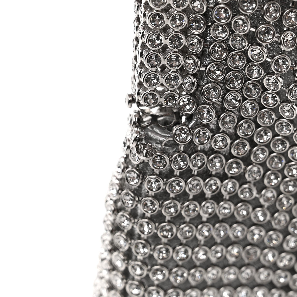 Crystal Embellished Metallic Lambskin Mini Chanel 22 Silver