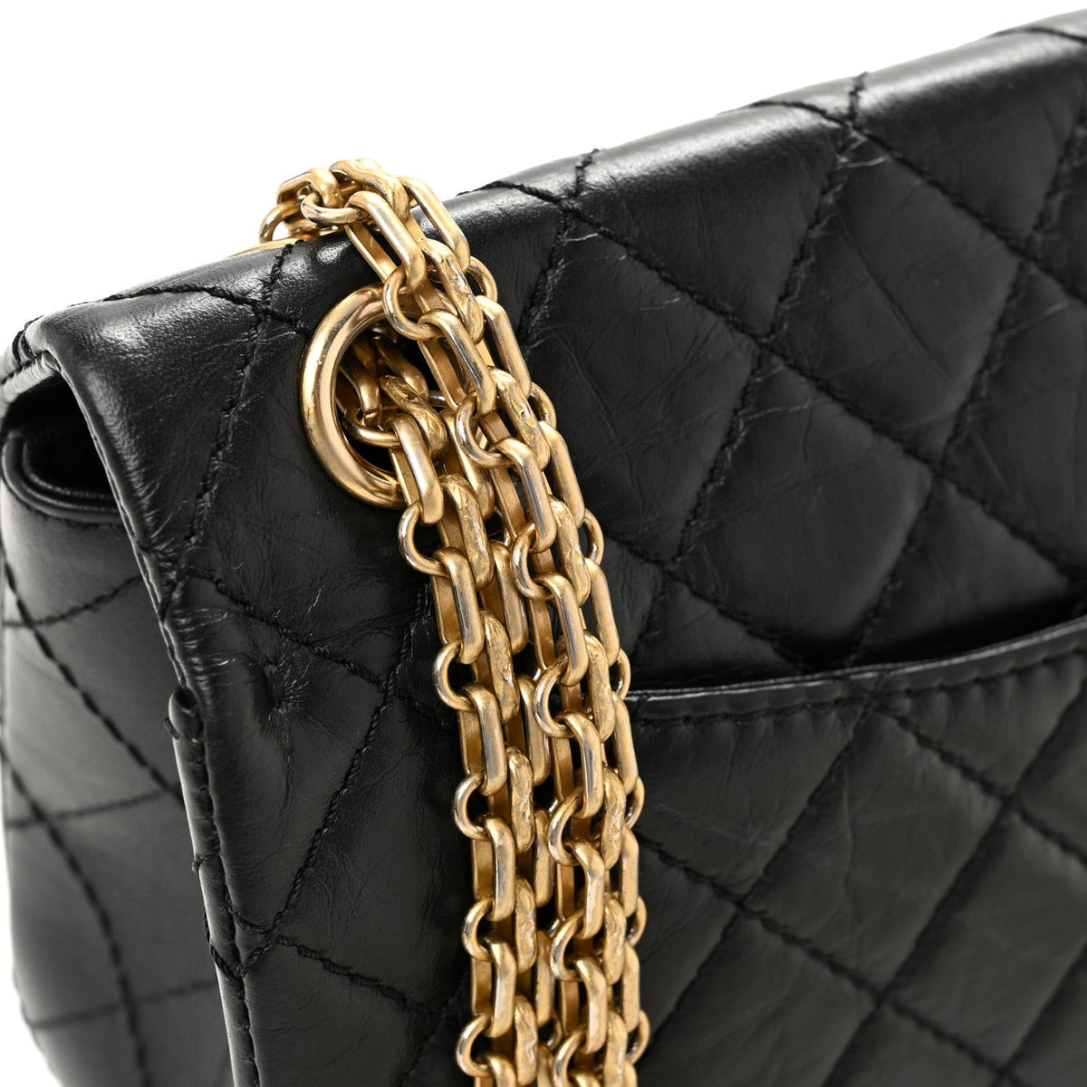 Aged Calfskin Quilted 2.55 Reissue Mini Flap Black
