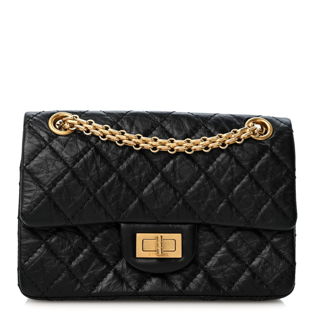 Aged Calfskin Quilted 2.55 Reissue Mini Flap Black
