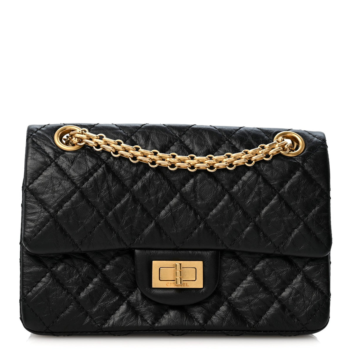 Aged Calfskin Quilted 2.55 Reissue Mini Flap Black