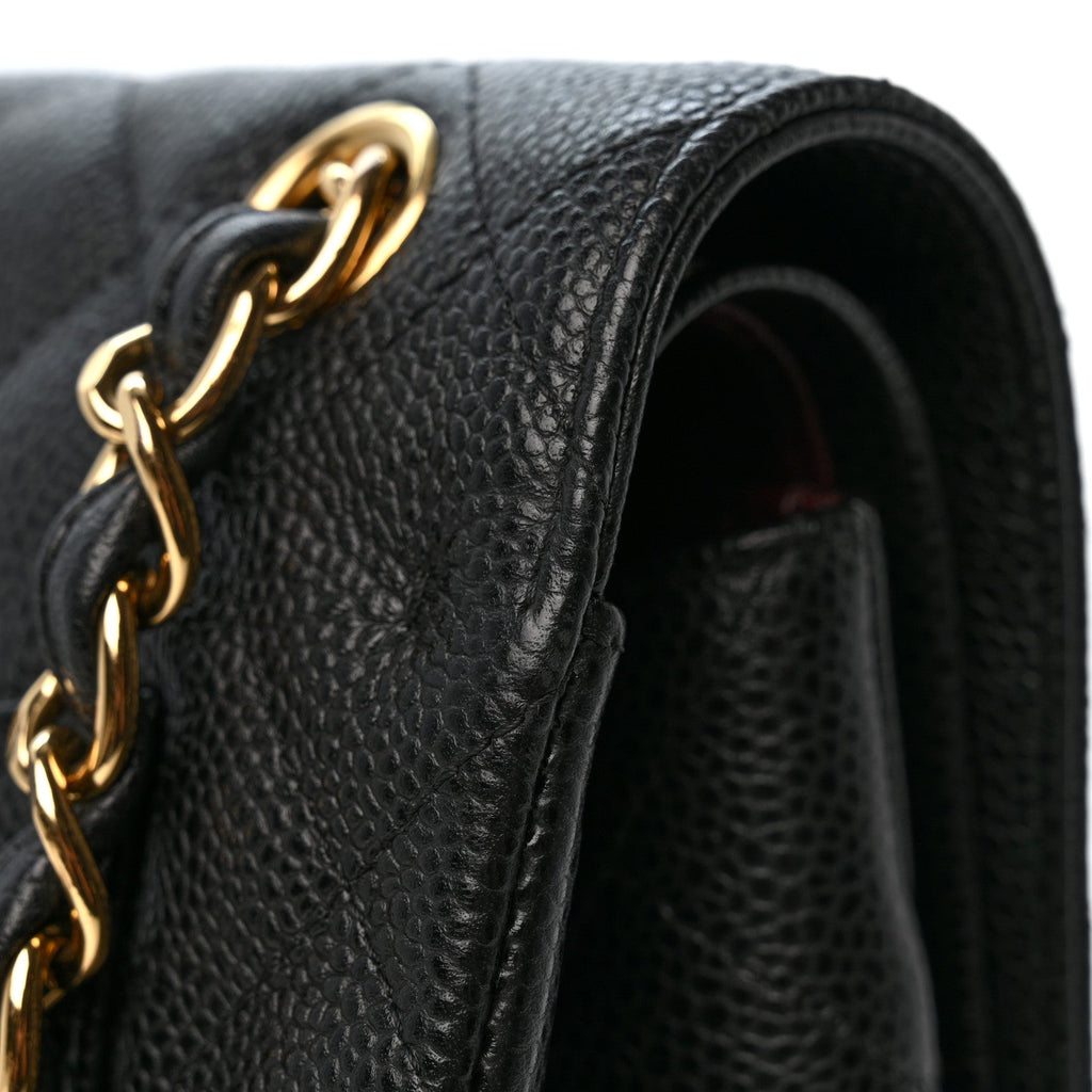 Caviar Quilted Jumbo Double Flap Black