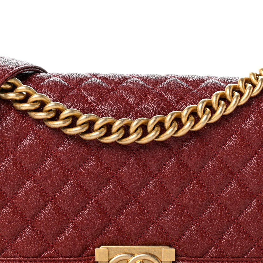 Caviar Quilted Medium Boy Flap Burgundy
