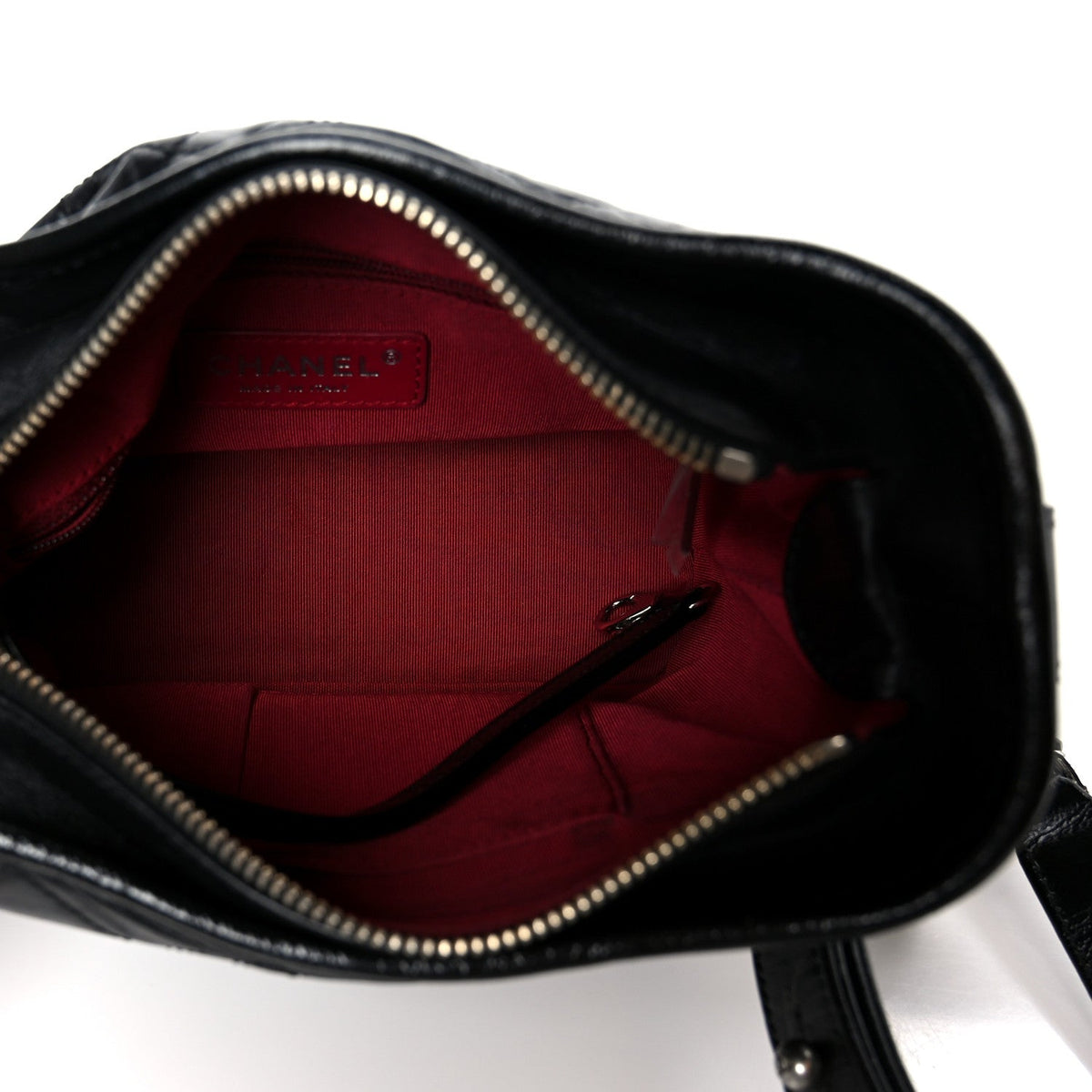 Aged Calfskin Quilted Small Gabrielle Hobo Black