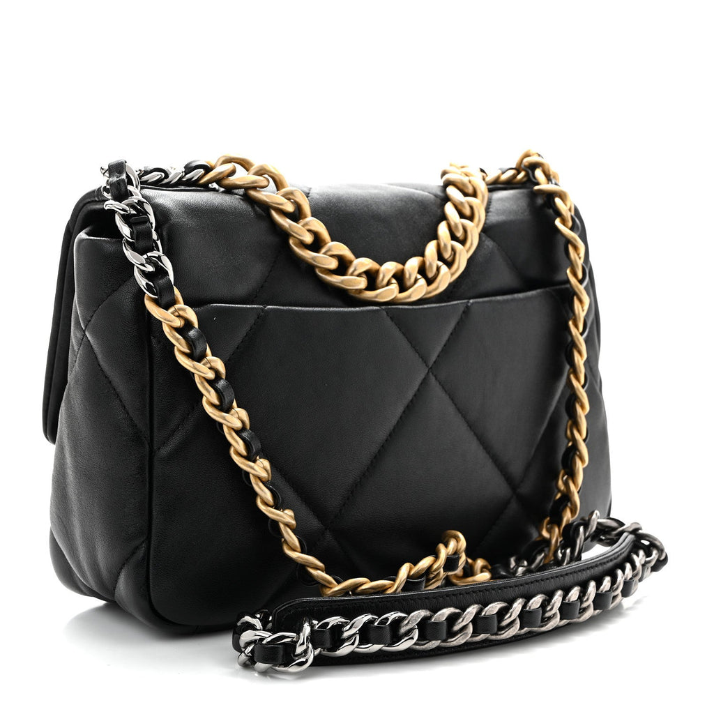 Lambskin Quilted Medium Chanel 19 Flap Black