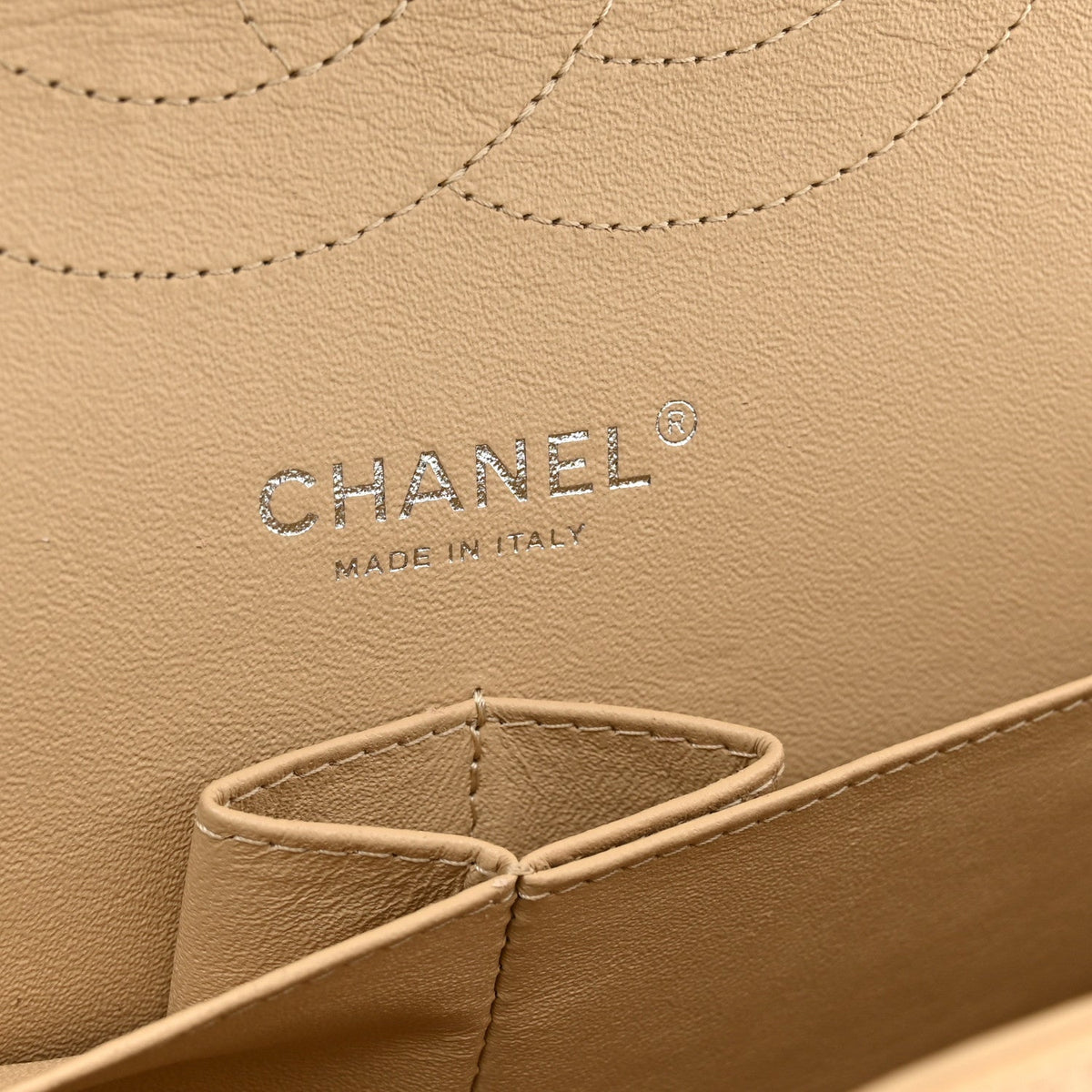 Caviar Quilted Jumbo Double Flap Light Beige