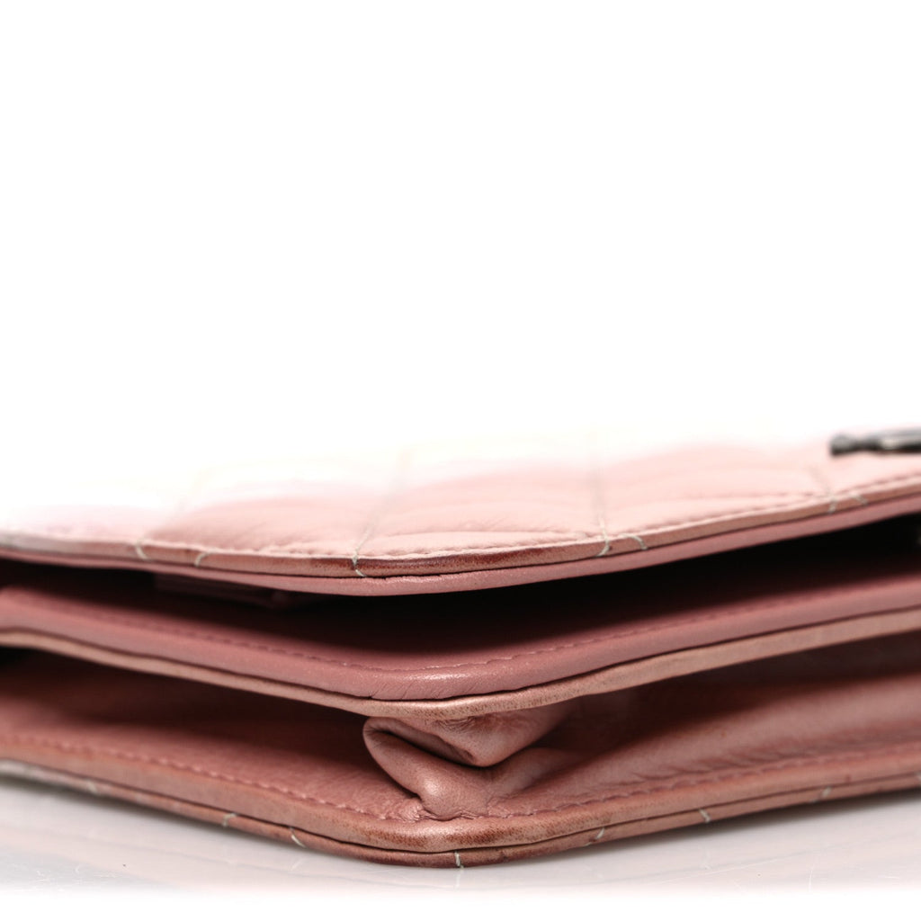 Ombre Patent Calfskin Quilted Wallet on Chain WOC Pink White