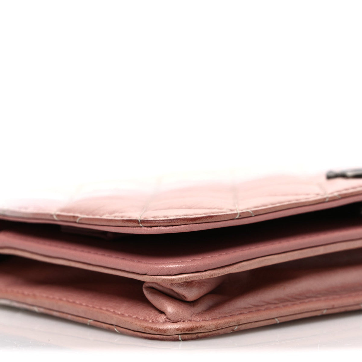 Ombre Patent Calfskin Quilted Wallet on Chain WOC Pink White