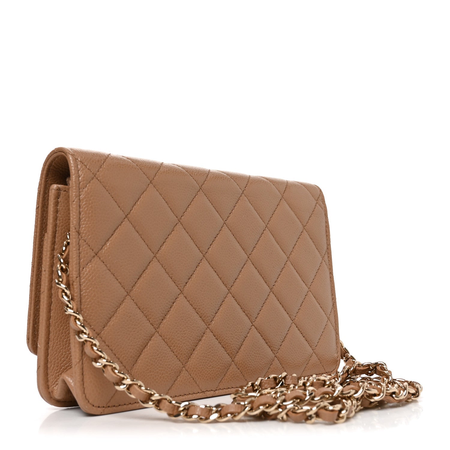 Caviar Quilted Multi Chain Wallet On Chain WOC Beige