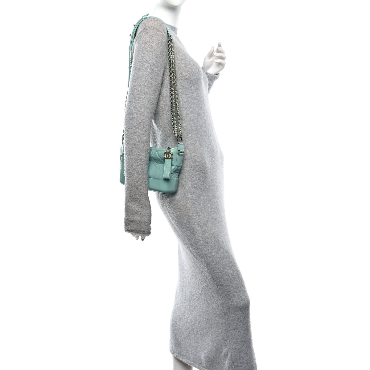Aged Calfskin Quilted Small Gabrielle Hobo Green