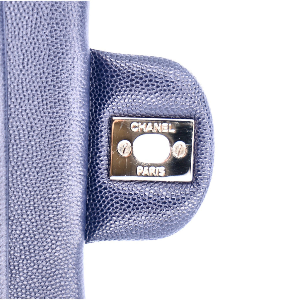 Caviar Quilted Small Double Flap Navy