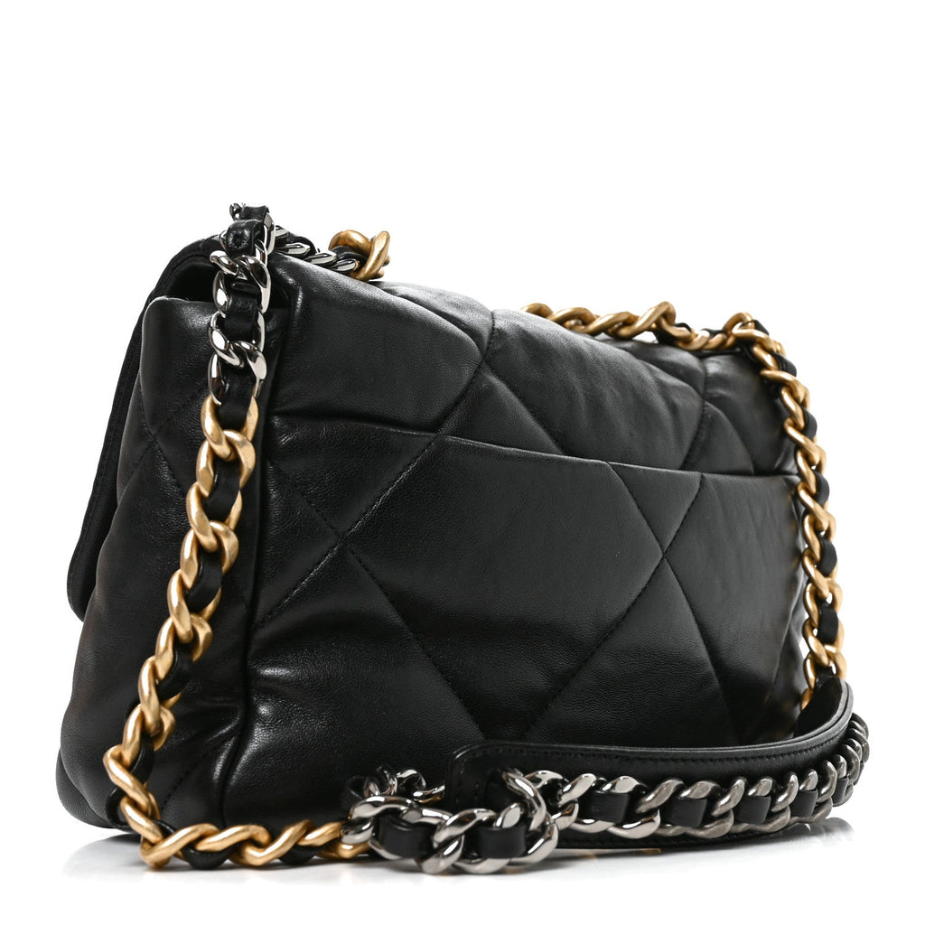 Lambskin Quilted Medium Chanel 19 Flap Black