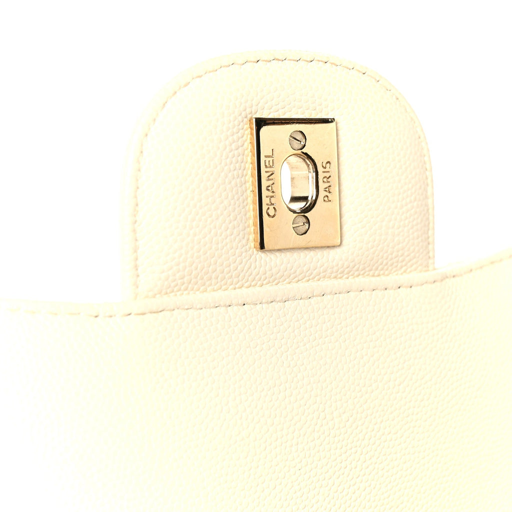 Caviar Quilted Jumbo Double Flap White