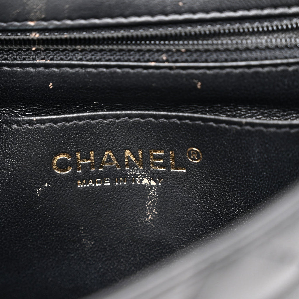 Lambskin Quilted Mini Square Flap Black