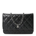 Lambskin Quilted Wallet On Chain WOC Black